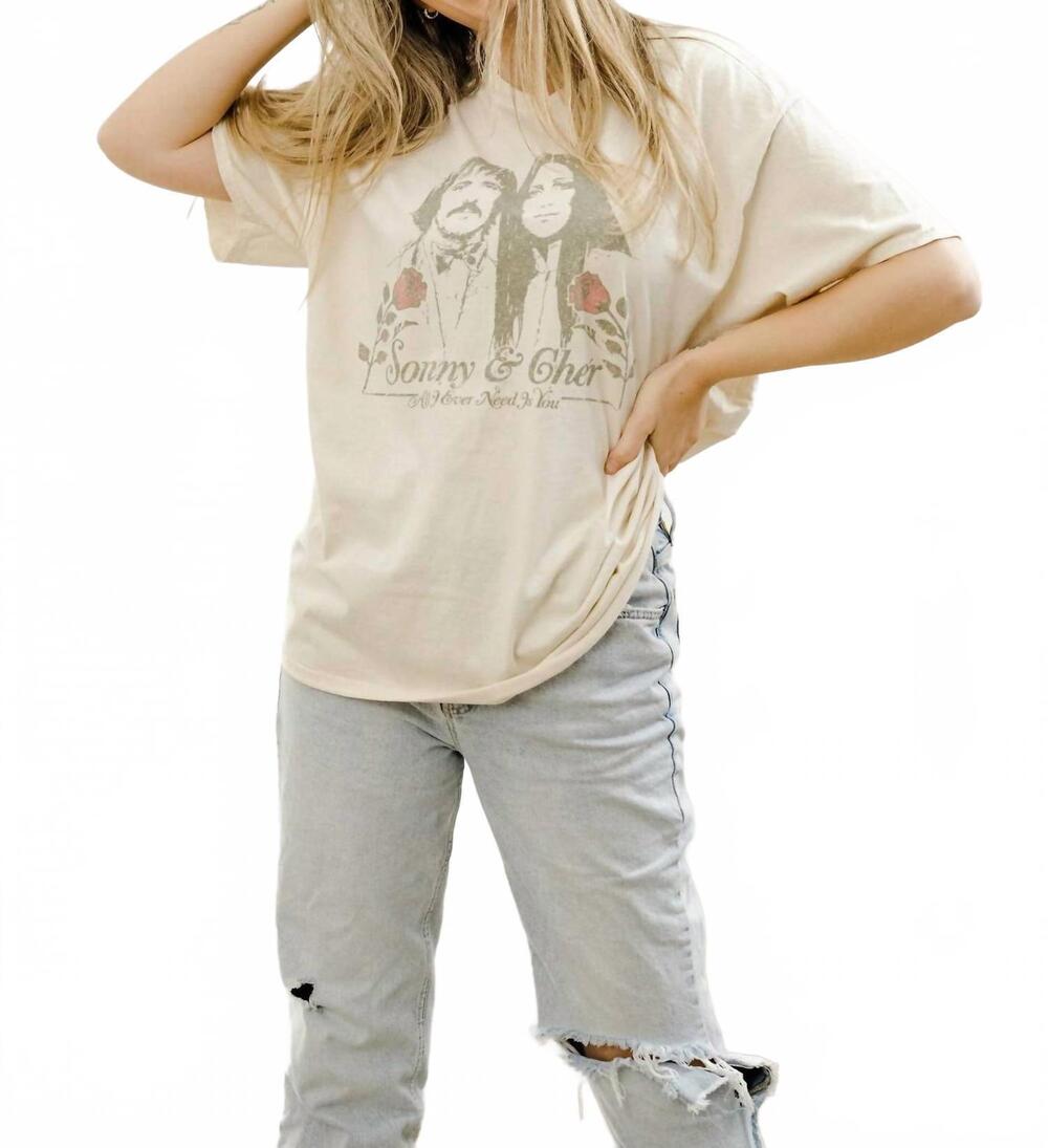 NEW LIVYLU women's all i need is love thrifted tee in off-white